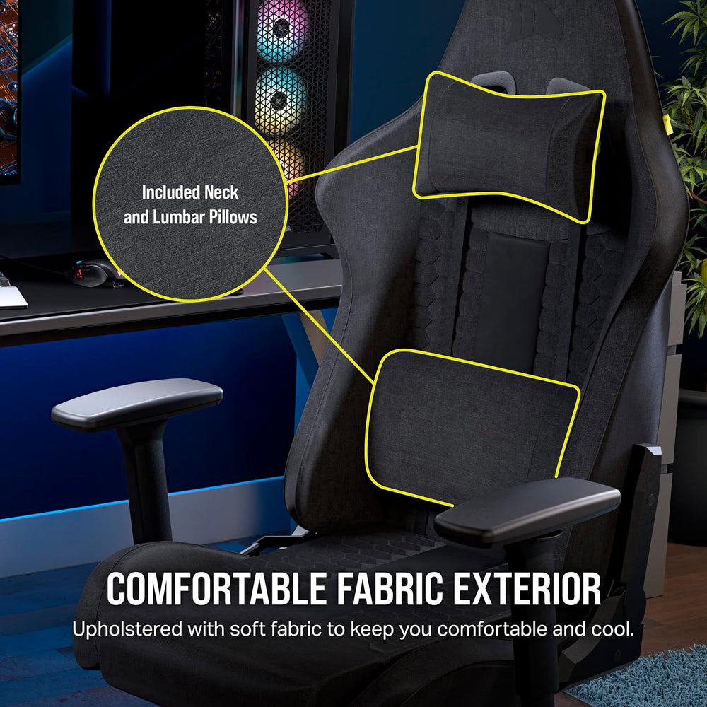 Corsair TC100 Relaxed Gaming Chair - Fabric - Racing-Inspired Design - Lumbar...