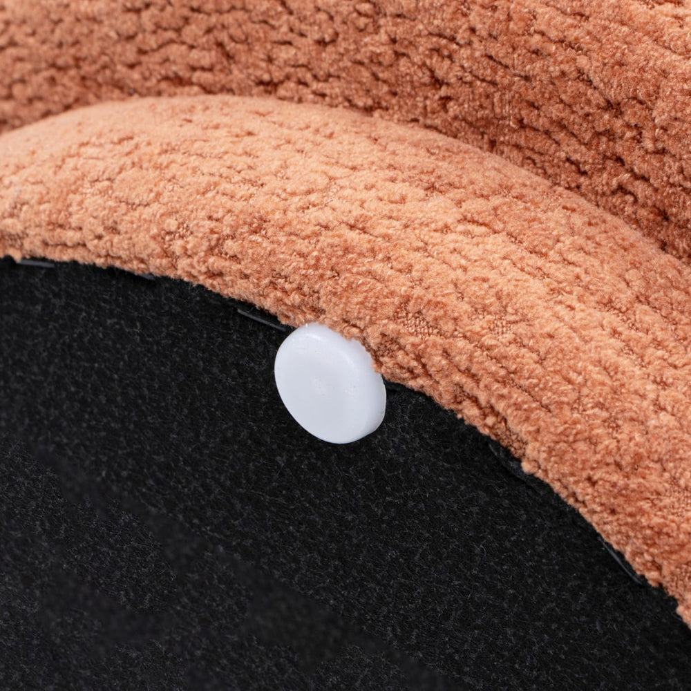 15" Mushroom Footstool Ottoman, Spice Orange Fleeced Teddy