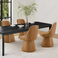 Swivel Dining Chairs Set of 4, Upholstered Mid Century Modern Deskchair with High Back, Faux Leather Kitchen Chairs for Dining Room, Bedroom, Dressing Room, Brown