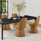 Swivel Dining Chairs Set of 1, Upholstered Mid Century Modern Deskchair with High Back, Faux Leather Kitchen Chairs for Dining Room, Bedroom, Dressing Room, Brown