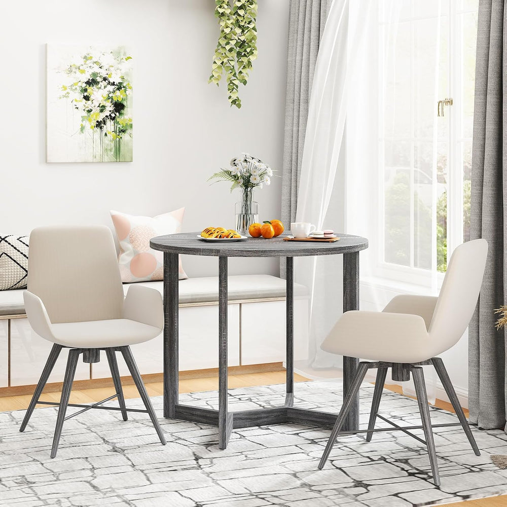 Giantex 36" Round Dining Table for 4, Kitchen Table with Wing-Shaped Bas...