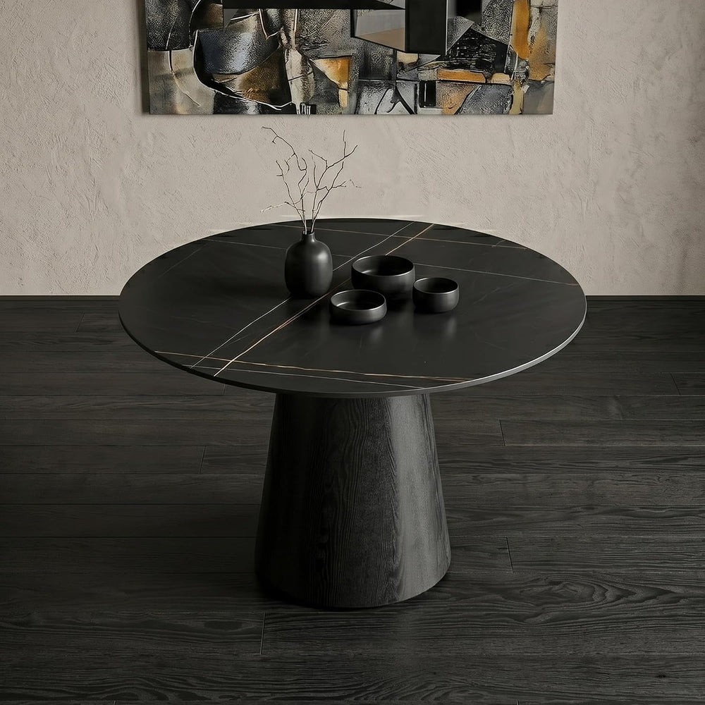 Round Dining Table for 4, 42 Inch Sintered Stone Dining Room Table, White and...
