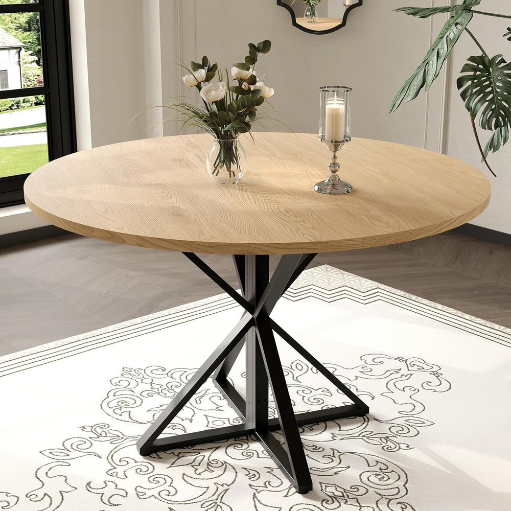GarveeHome 47 Inch Round Dining Table for 4-6, Circle Kitchen Table with Pede...