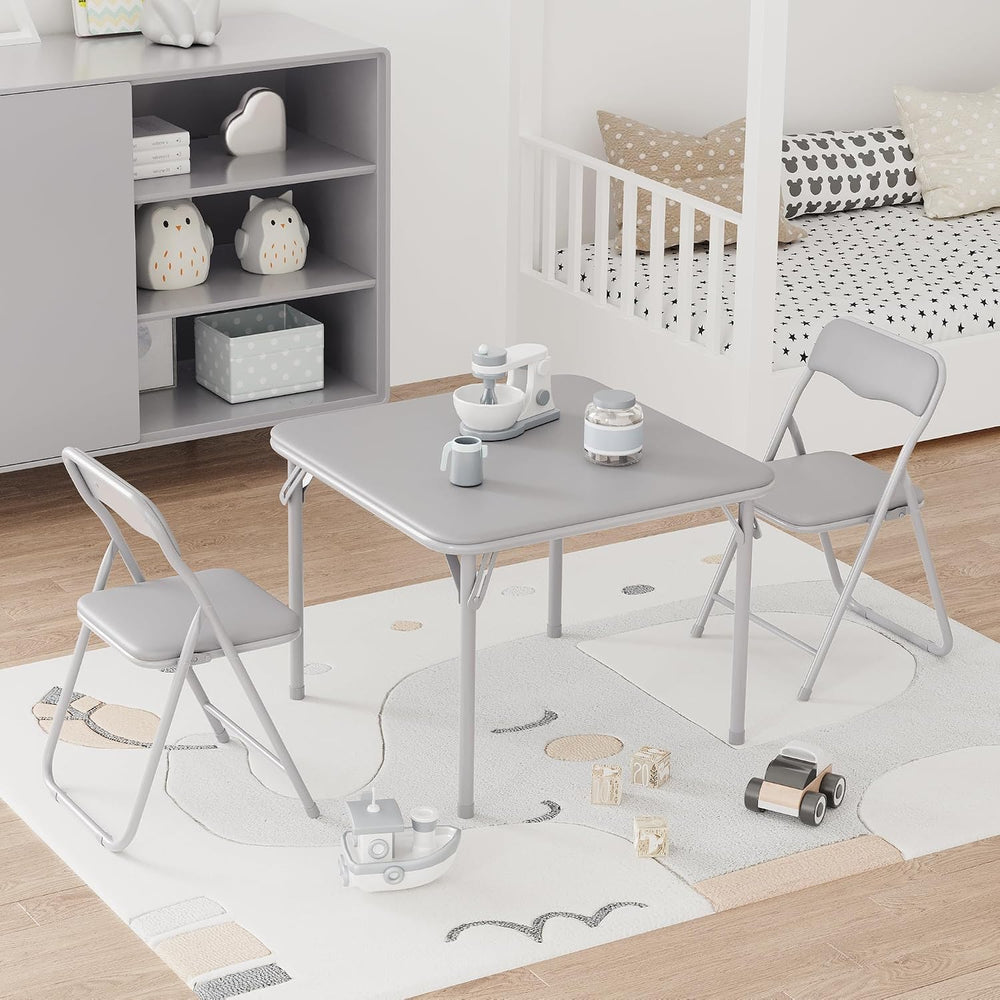 IDEALHOUSE Boys and Girls Folding Table and Chairs Set of 3, Portable Table a...