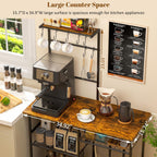 3IngSeagulls Baker's Rack for Kitchen with Storage, Microwave Stand with Adjustable Shelves and 10 S Hooks, 6-Tier Coffee Bar Station, Kitchen Shelves for Spices, Pots, Rustic Brown