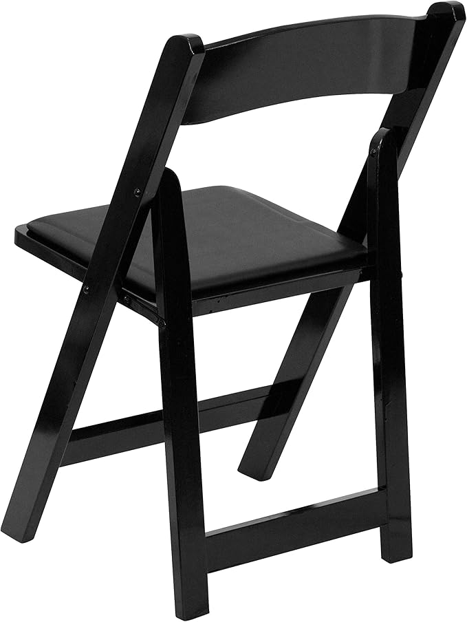 Flash Furniture HERCULES Series Black Wood Folding Chair with Vinyl Padded Seat