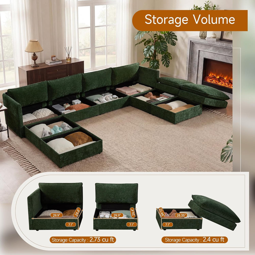 Myroyalsit Modular Sofa with Storage, 135" Sleeper Sofa Bed Sectional Cl...