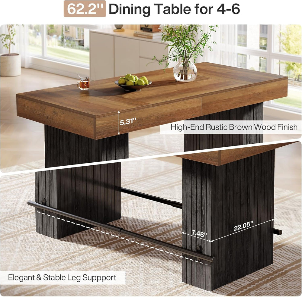 Tribesigns 62.2-Inch Dining Table for 4-6, Counter Height Dining Room Table w...