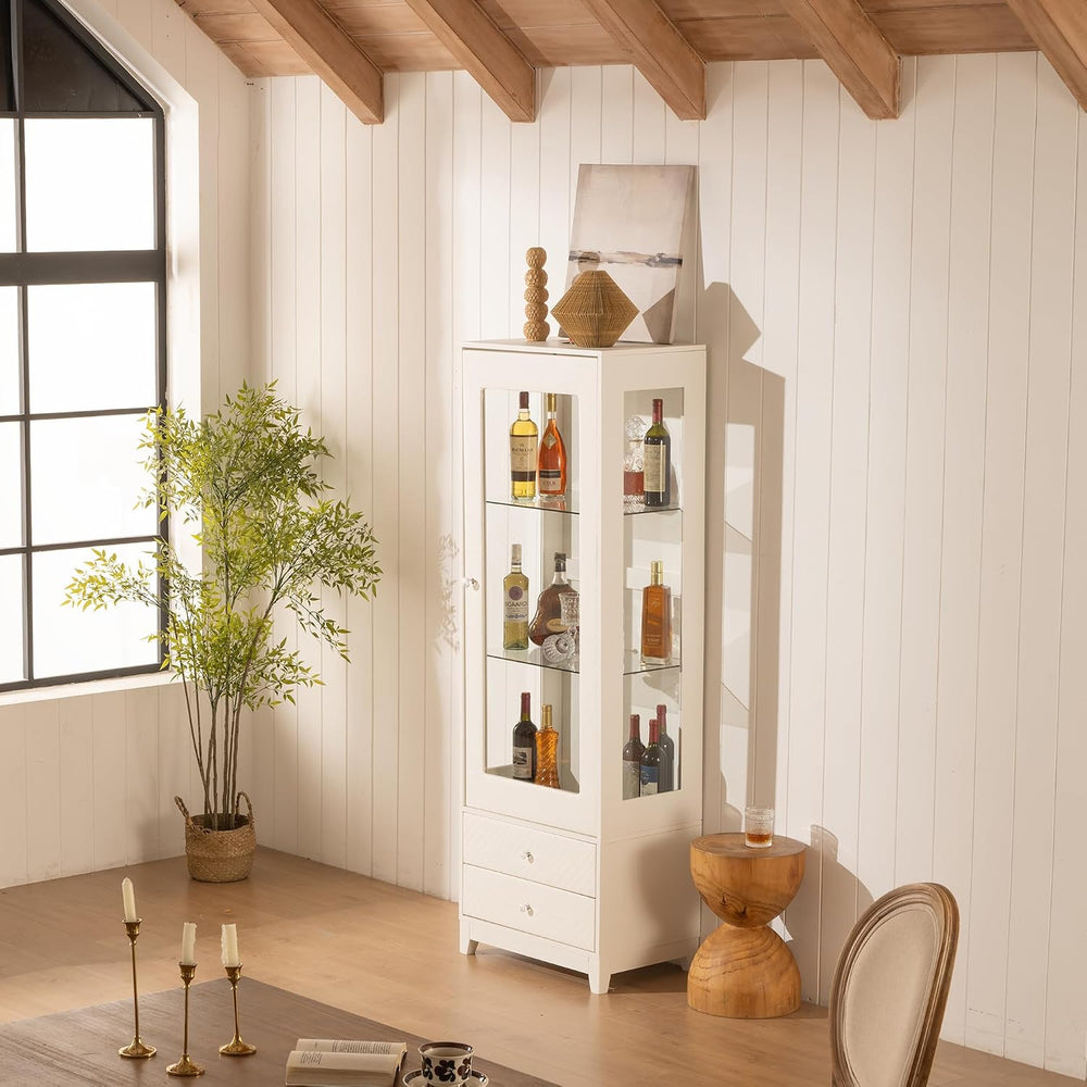 roomfitters 71'' Display Cabinet with Glass Door, Freestanding Pantry...