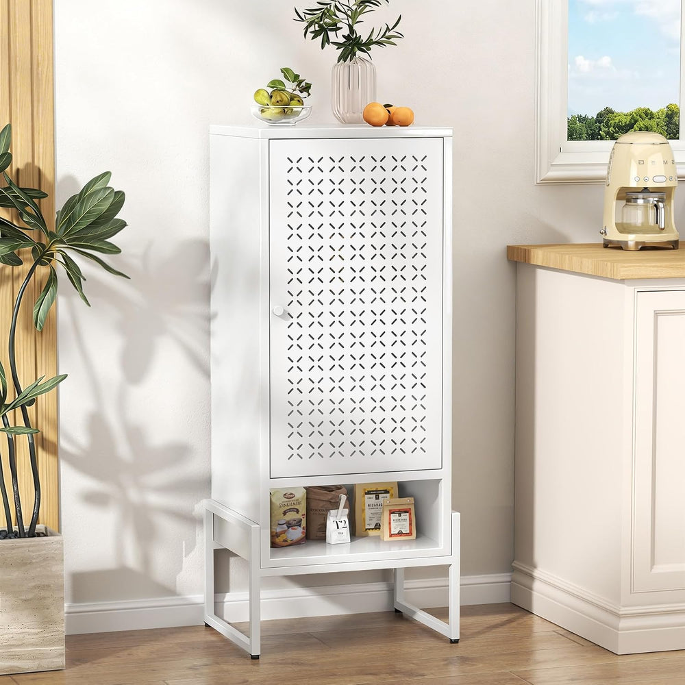 LEYNOT Small Bathroom Storage Cabinet,Metal Pantry Cabinet with Door and Adju...