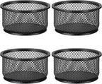 MaxGear Paper Clip Holder, Stackable PaperClip Organizer for Desk, 4 Pack Metal Mesh Paper Clip Holders with Non-Slip EVA Pad, Desk dispensers for Office Binder Box, Black