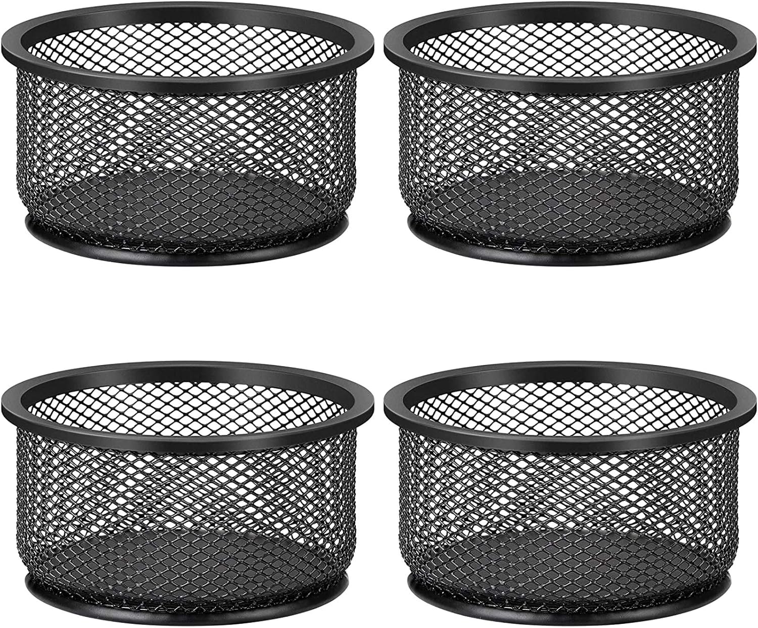 MaxGear Paper Clip Holder, Stackable PaperClip Organizer for Desk, 4 Pack Metal Mesh Paper Clip Holders with Non-Slip EVA Pad, Desk dispensers for Office Binder Box, Black