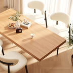 Kitchen Dining Chairs Set of 4 Modern Upholstered Leather Farmhouse Dining Room Chair with Metal Legs, Black/Beige