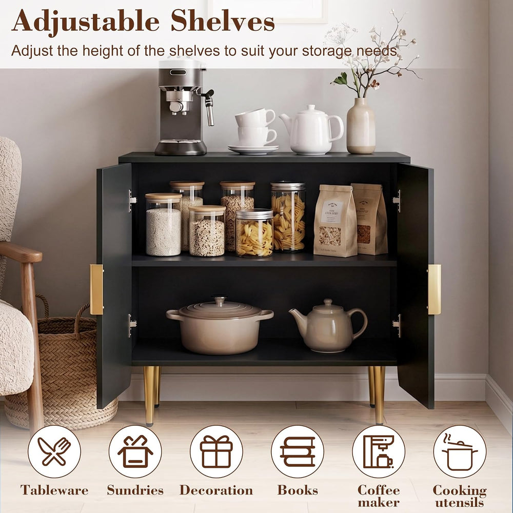 WelFurGeer Fluted Buffet Cabinet with Storage, Kitchen Sideboard Cabinet