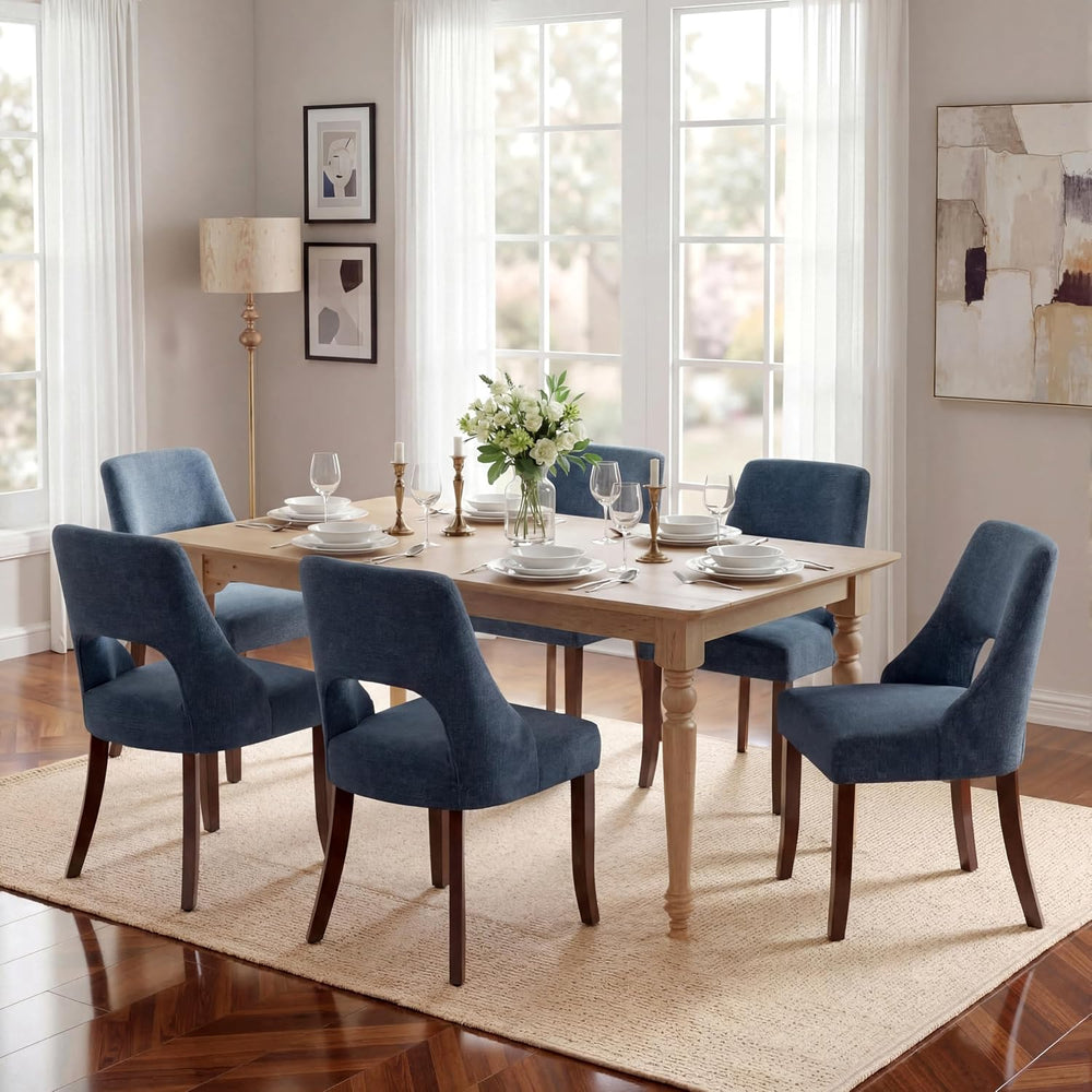 UVV Wooden Dining Chairs Set of 6, Mid Century Upholstered Dining Room Chair ...