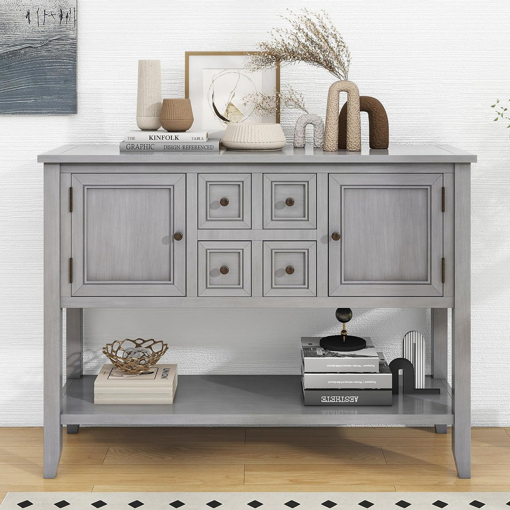 Knocbel Vintage Wood Console Table Buffet Sideboard with 4 Storage Drawers, 2...