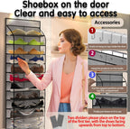 Over The Door Shoe Organizer with 12 Large Breathable Pockets - Sturdy Hanging Storage for Shoes of All Ages - Gray