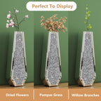 SHYFOY 30" Floor Vase Crushed Diamond Mirrored Vase Silver Tall Vases for Floor, Large Crystal Glass Decorative Floor Vases for Living Room Office Corner Hallway Home Decor