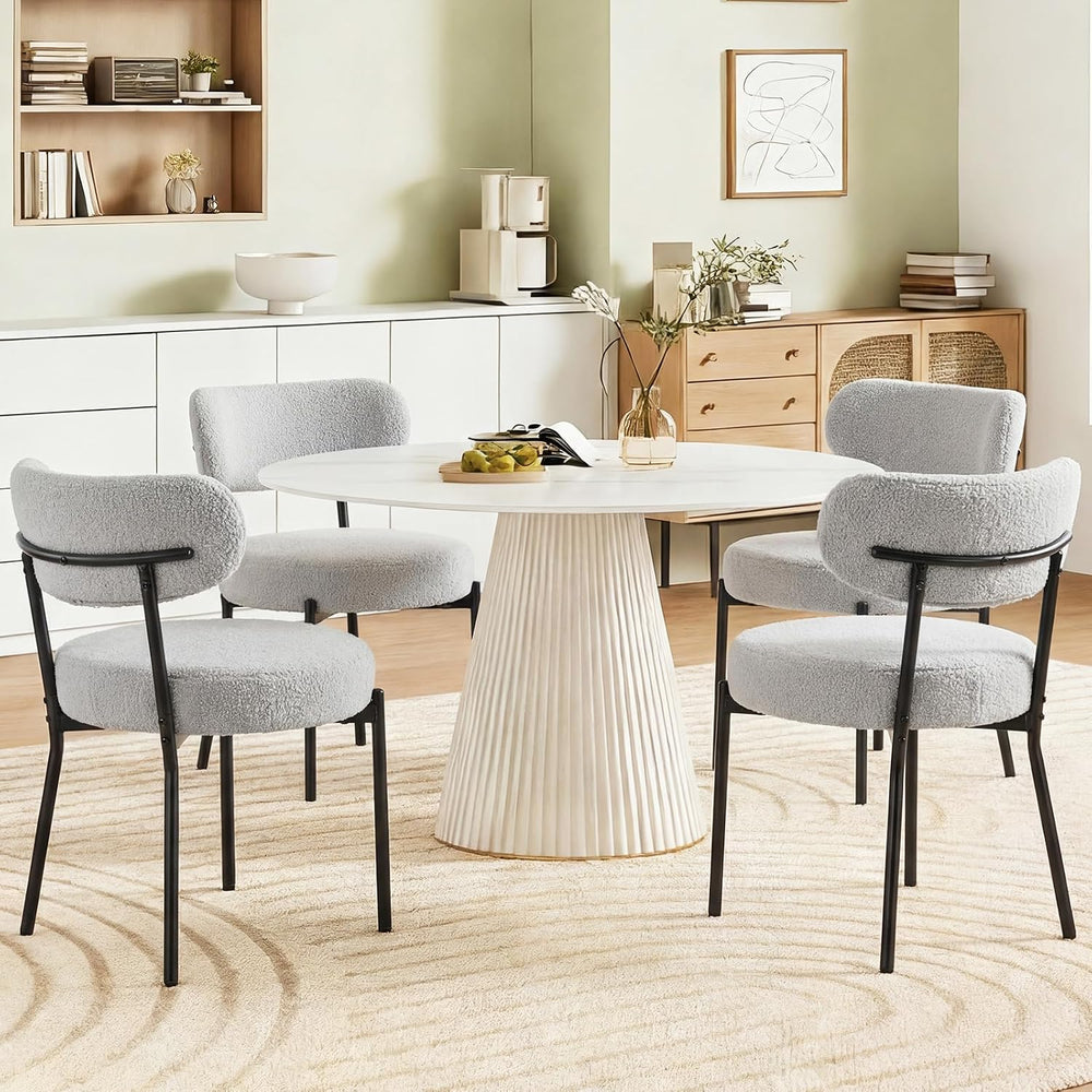 DUMOS Dining Chairs Set of 4, Mid Century Modern Chair Round Upholstered Curv...