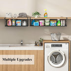 Expandable Under Cabinet Shelf, Extendable Under Shelf Storage with Removable Wire-Like Back for Pantry Cabinet, Laundry Room, Shoe Rack. (Black, 2 Pack, Interior: 5" H x 10" D)