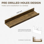 Axeman Floating Shelves for Wall | Picture Ledge Shelf Set of 2 | Rustic Picture Shelf for Wall with Ledge | Small Floating Shelves with Lip | Photo Ledge Shelves for Books Album Records