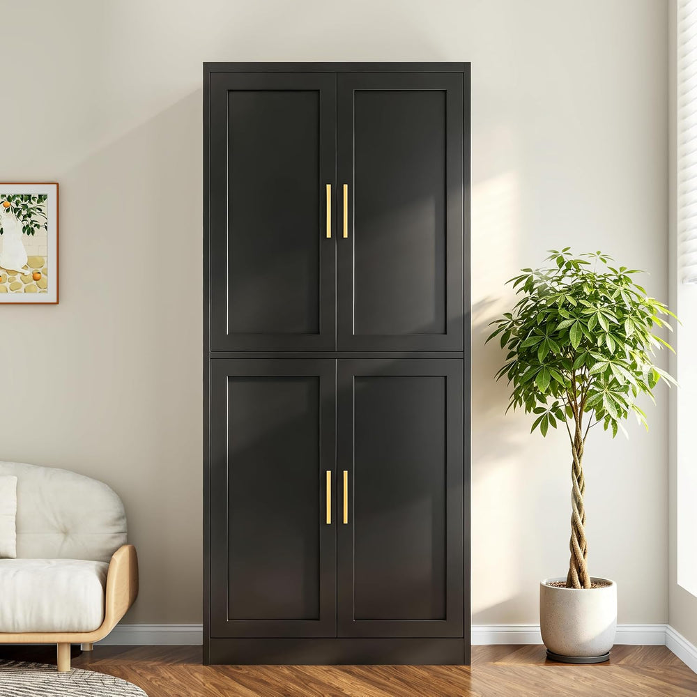 Wanfu 71" Tall Pantry Cabinet, Metal Kitchen Pantry Cabinet with 4 Doors...
