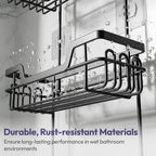 SWTYMIKI Bathroom Shower Caddy Hanging - 3 Tier Rustproof Over Shower Head Organizer, No Drilling Bathroom Shelf with 16 Hooks & Soap Holder, Anti-Swing Rack for Shampoo,Sponge,Towel, Black, Large