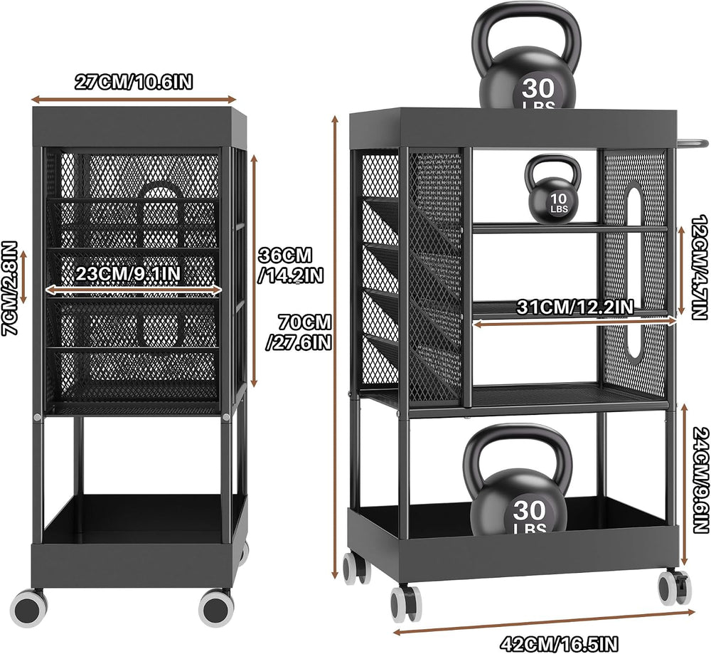 Rolling Utility Art Cart with Paint Storage & Brush Organizer,Black | Met...