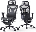 CYKOV Ergonomic Office Chair with Footrest - Adjustable Lumbar Support & Headrest, 90-160° Reclining Mesh Back Computer Chair - Home Office/Gaming, 350lbs Capacity (B-Black, Mesh)