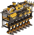 26''W Power Tool Organizer Wall Mount | 200lbs Garage Storage Rack with 7 Cordless Drill Holder | 3-Tier Heavy Duty Utility Shelf for Battery Workshop Organization