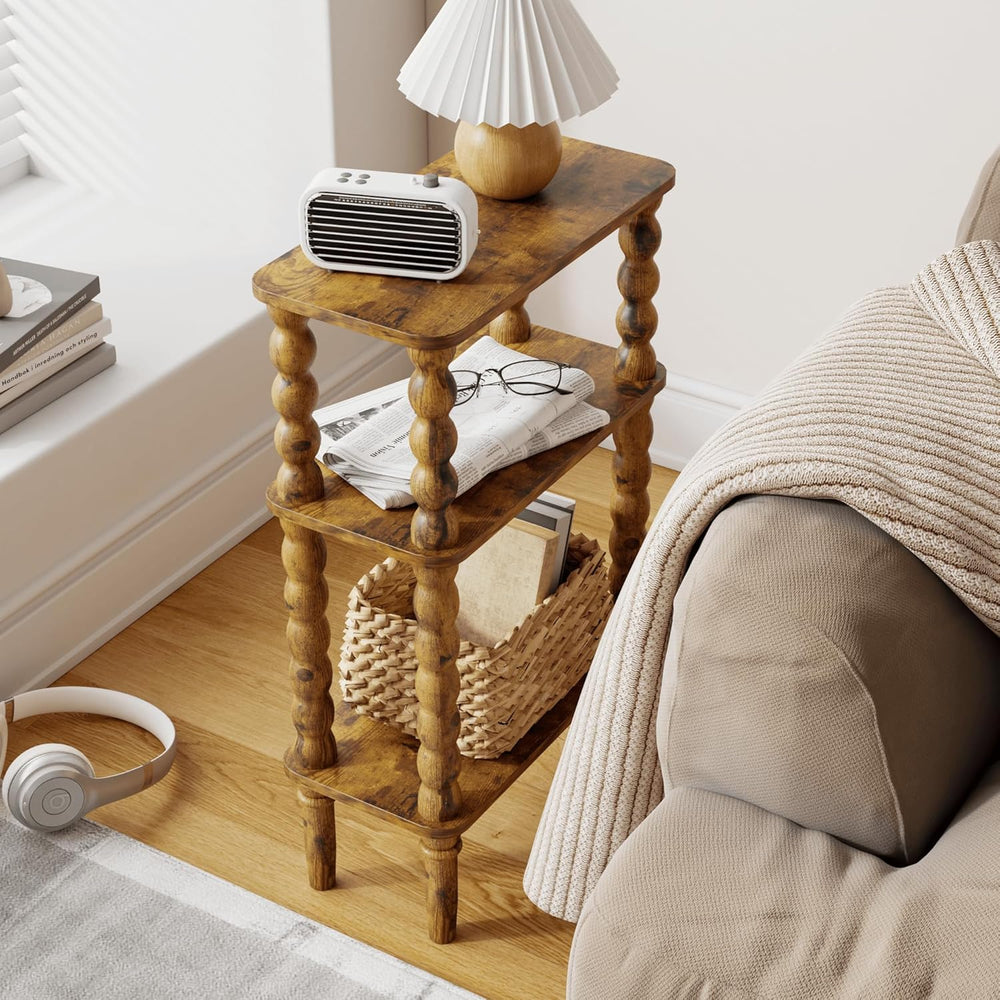 Veegle Side Table, Small End Table with Storage Shelf, 3-Tier Small Coffee Ta...
