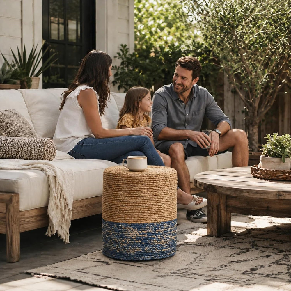 Wimarsbon Natural Seagrass Foot Stool, Hand Weaving Round Ottoman, for Living...