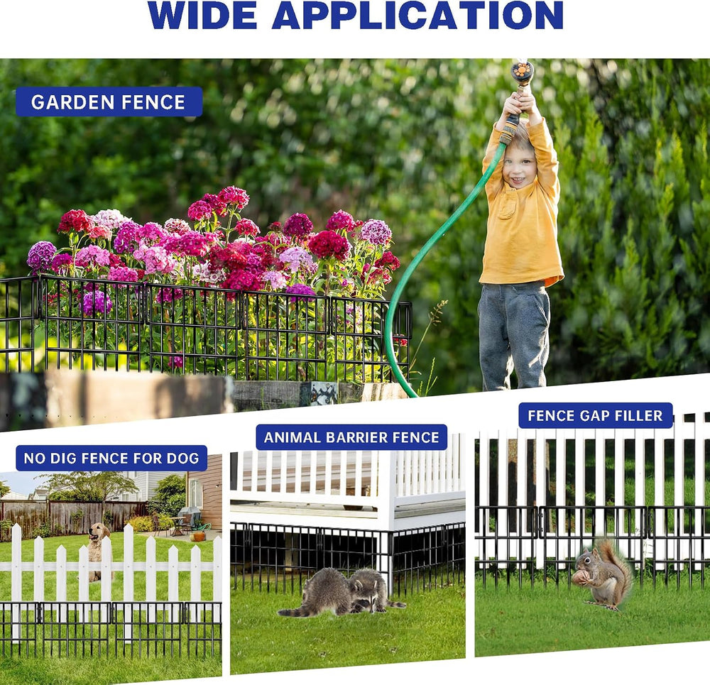 25 Panels Animal Barrier Fence, 27 Ft(L) X 13 in(H) No Dig Garden Edging Bord...