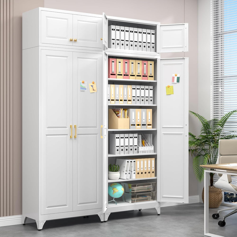 Polup 90" Pantry Cabinet, Tall Metal Storage Cabinet with Doors and Shelves