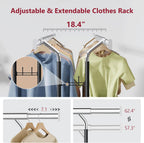 Tajsoon Double Rod Clothes Rack Load 480 LBS, Heavy Duty Rolling Garment Rack with Wheels, Collapsible Clothing Rack for Hanging Clothes, Commercial Adjustable Clothes Rack with Shelf, Black