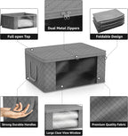 Sorbus Medium Clothes Storage Bags - Foldable Blanket Storage Bins for Organizing Bedroom, Closet, Clothing, Comforter, Organization with Clear Window, Lids and Carry Handles - Set of 6