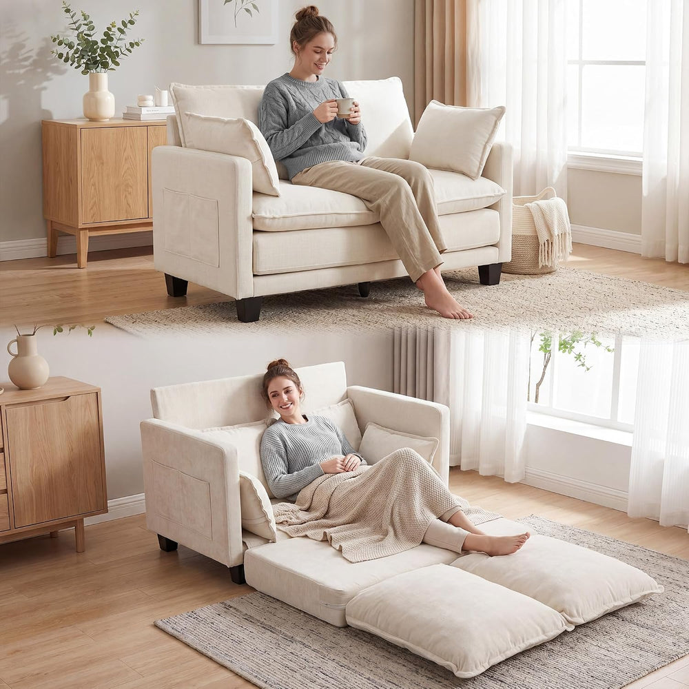 49" Loveseat Sofa Bed, 2 in 1 Convertible Small Sofa Pull Out Couch Bed ...