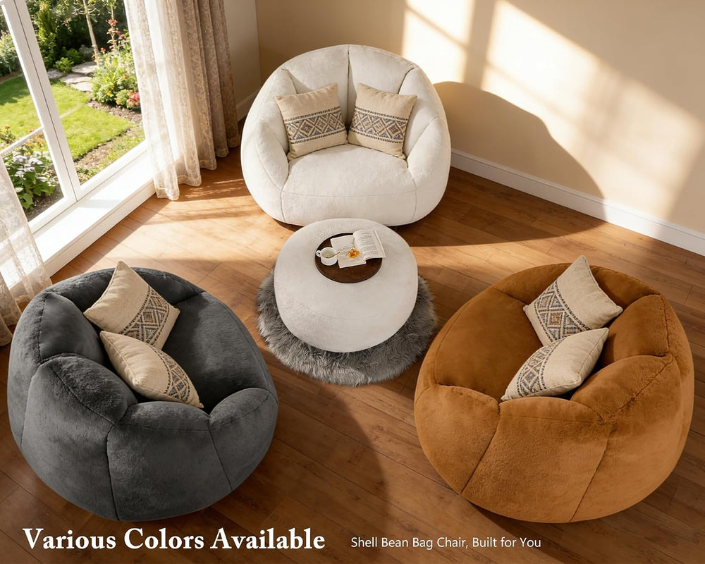 Oversized Bean Bag Chair with Footstool for Adults, Giant Fuzzy Accent Readin...