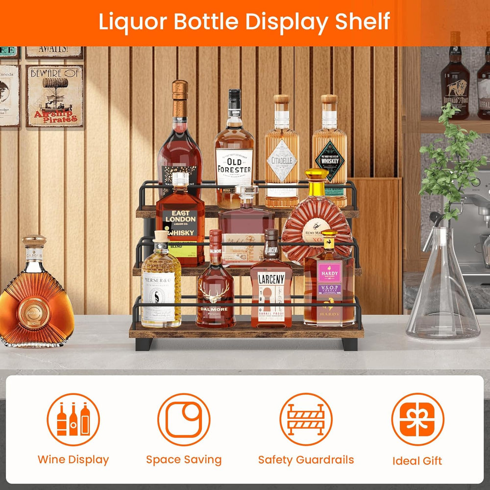 Homode Liquor Bottle Display Shelf, 3 Tier Coffee Syrup Rack Organizer | Wine...