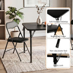 VINGLI 5-Piece Padded Folding Card Table and Chairs Set, Black