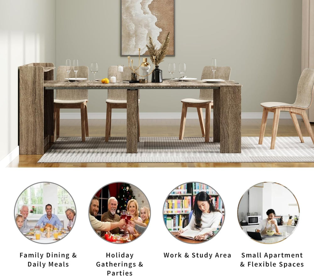 Transformer Folding Console Table for 2-9 People, Extendable Dining Table, Sp...