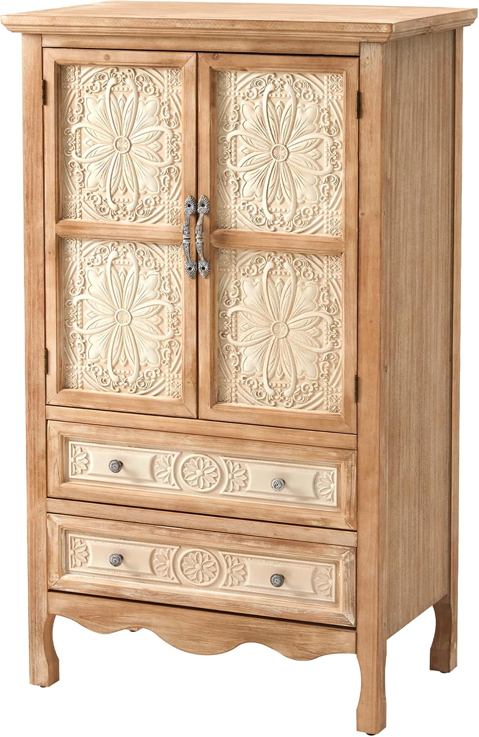 RoyalCraft 48" Tall Accent Cabinet with 2 Drawers, Vintage Storage Cabinet