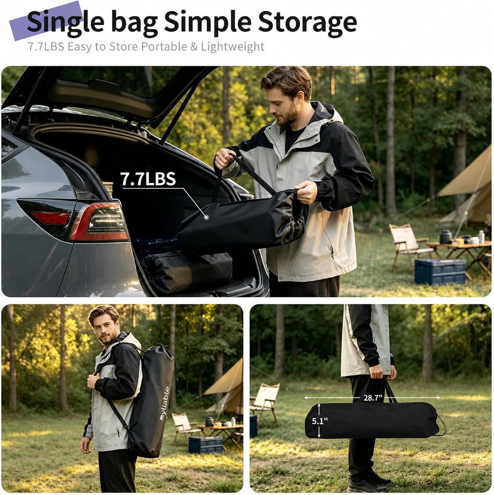 Byliable Square Camping Table Folding Adjustable Height Camp Table, Black