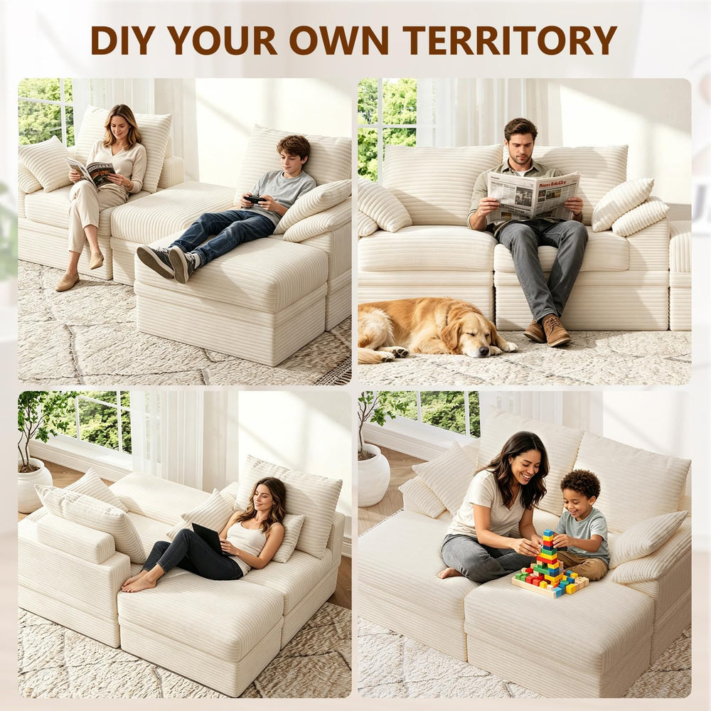 71" Modular Sectional loveseat Sofa Boneless Couch with Storage，2 Seat C...