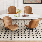 Dining Chairs Set of 6 Modern Fabric Dining Room Chairs Upholstered Dining Chairs with Thick Cushions Metal Legs Armless Back Chair for Kitchen and Living Room Brown