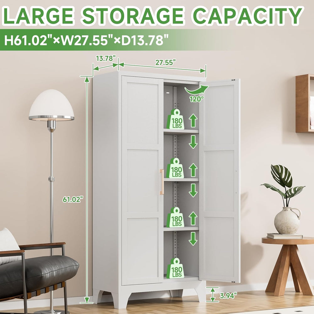 Pantry Cabinet,61" Tall Kitchen Pantry Storage Cabinets with 2 Doors and...