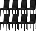 CHUN YI Upholstered Dining Chairs Set of 8, Fabric Dining Room Chairs with Solid Wood Legs, Modern Parson Chairs for Kitchen, Restaurant, Hotel, Black