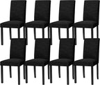 CHUN YI Upholstered Dining Chairs Set of 8, Fabric Dining Room Chairs with Solid Wood Legs, Modern Parson Chairs for Kitchen, Restaurant, Hotel, Black