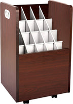 AdirOffice Adir Blue Print Storage Organizer - Mobile Roll File Cart, Construction Plan Holders, Blueprint Cabinet with Wheels, Roll Files Storage for Office and Home (20 Slots, Mahogany)
