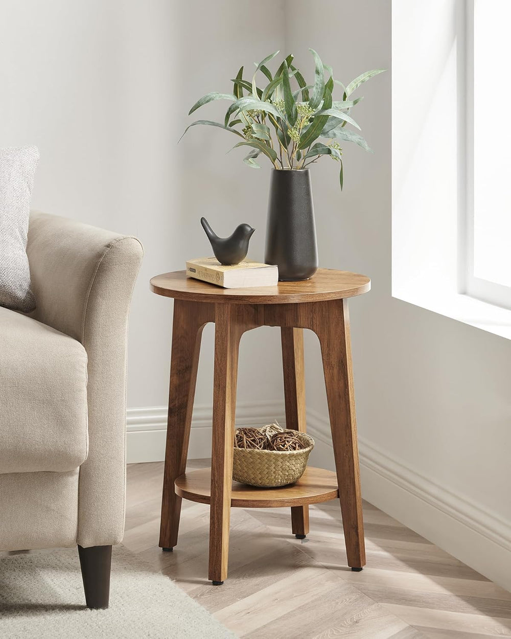 VASAGLE MAEZO Collection - Side Table, 2-Tier Small Round End Table, Nightsta...